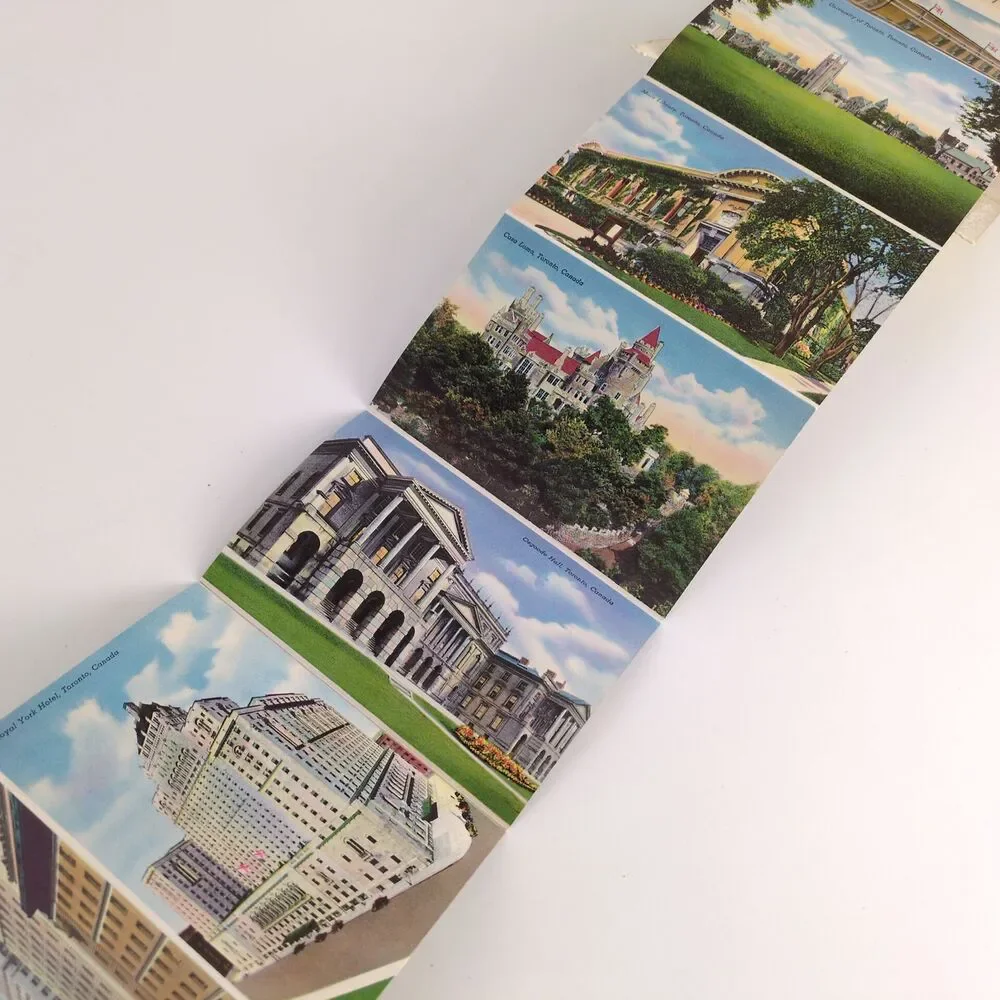 Toronto Ontario Canada 1940s Fold-Out‎ Postcards Buildings Night Community City